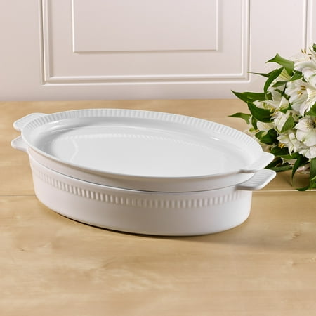 Better Homes & Gardens Oval Baker with Lid, White