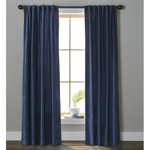 Better Homes & Gardens Light Filtering Chenille Curtain Panel, 1-Piece, Blue Cove, 54" W x 84" L