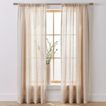 Better Homes & Gardens Light Filtering Linen Blend Rod Pocket Curtain, Single Panel, Papyrus Beige, 50" W x 84" L