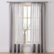 Better Homes & Gardens Light Filtering Linen Blend Rod Pocket Curtain, Single Panel, Soft Silver, 50" W x 84" L