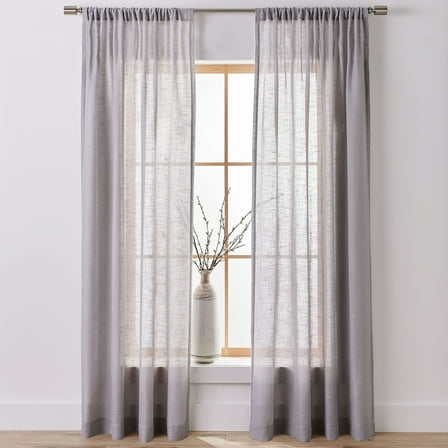 Better Homes & Gardens Light Filtering Linen Blend Rod Pocket Curtain, Single Panel, Soft Silver, 50" W x 95" L