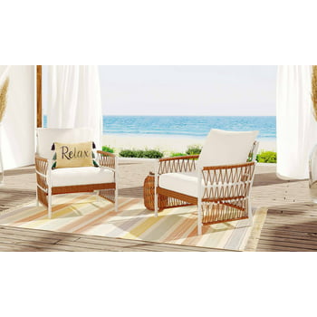Better Homes & Gardens Lilah 2-Pack Outdoor Wicker Lounge Chair, White