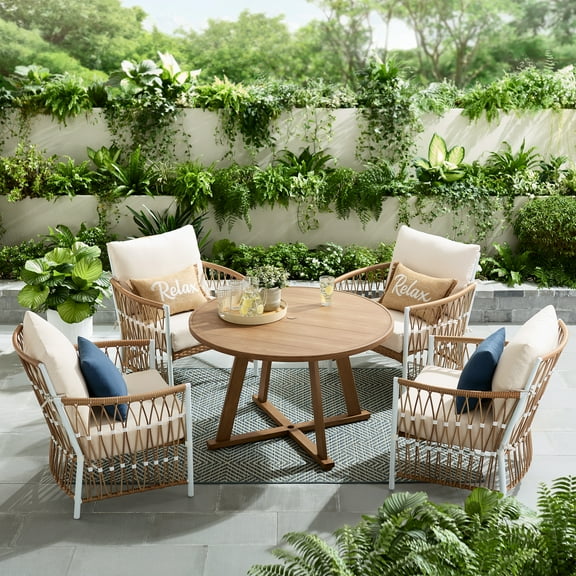 Better Homes & Gardens Lilah 5 Piece Outdoor Dining Set, White