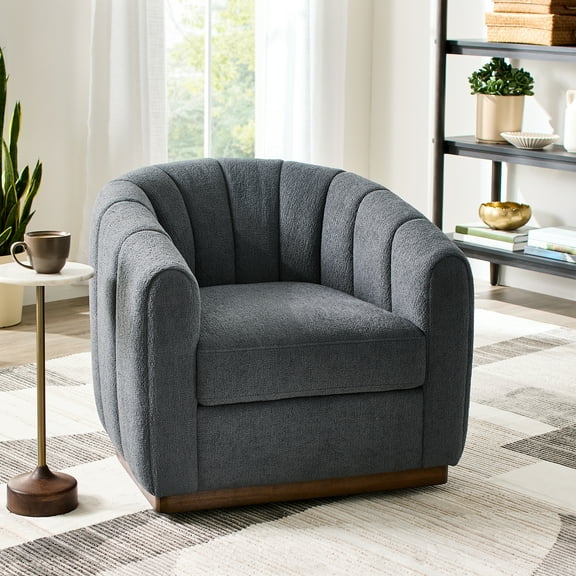 Better Homes & Gardens Lillian Accent Swivel Chair, Charcoal Boucle