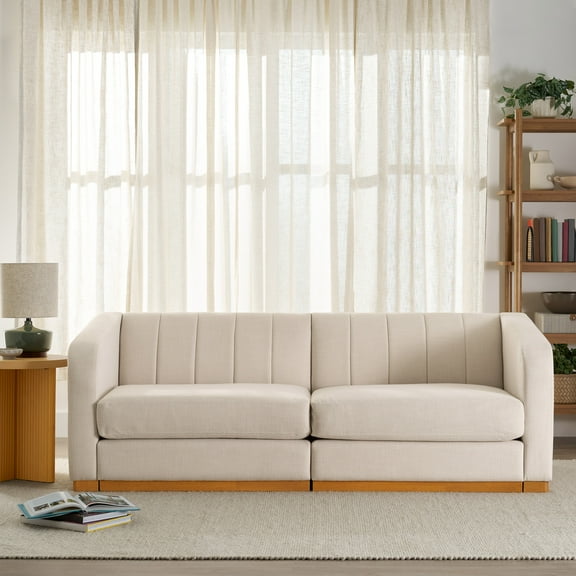 Better Homes & Gardens Lillian Channel Tufted Sofa 83.5" Cream Linen