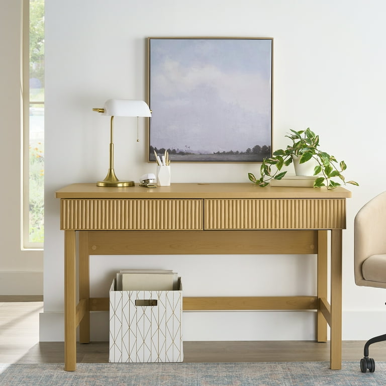 Better Homes & Gardens Lillian Fluted Desk, Natural Pine Better Homes & Gardens Lillian Fluted Desk, Natural Pine