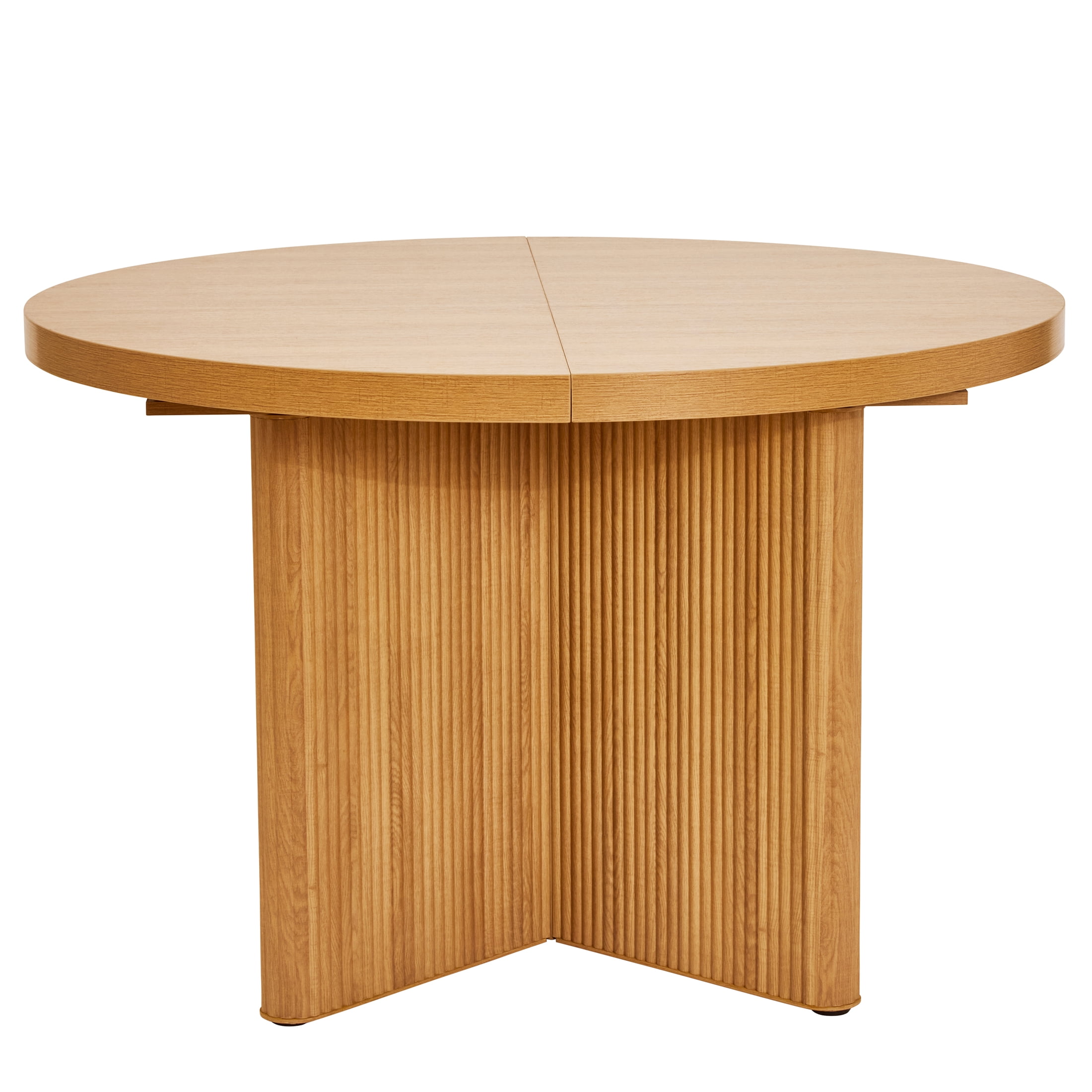 Better Homes & Gardens Lillian Fluted Round Expandable Dining Table, Light Honey Finish