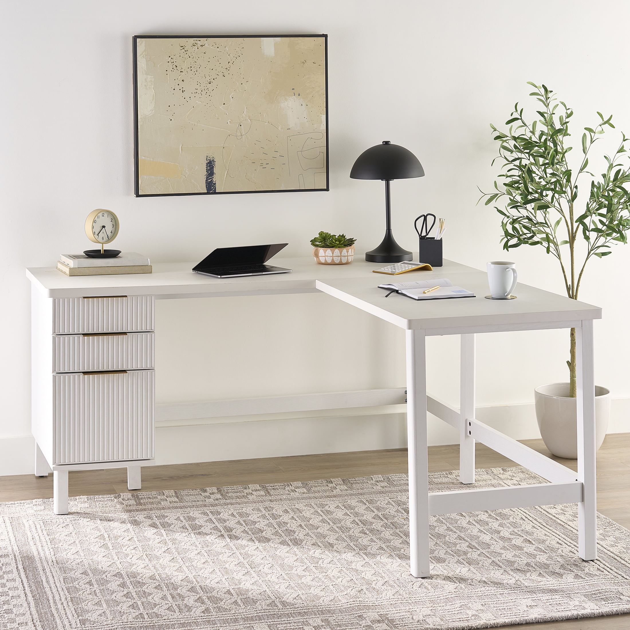 Better Homes & Gardens Lillian Fluted L-Shape Desk for Home Better Homes & Gardens Lillian Fluted L-Shape Desk for Home