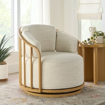 Better Homes & Gardens Lillian Swivel Birdcage Accent Chair, Cream Boucle