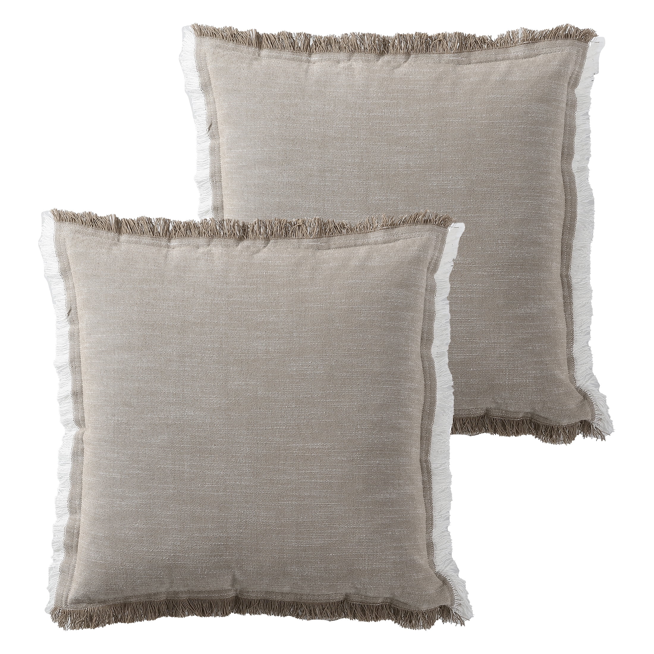 18 x 18 Square Cotton Accent Throw Pillow, Fluffy Fringes, Soft