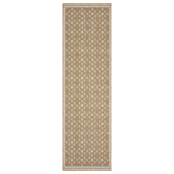 Better Homes & Gardens Liz Crafted Geo Indoor Runner Rug, Taupe/Ivory, 2.5 ft x 8 ft