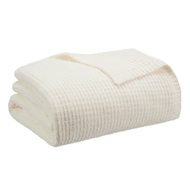 Better Homes Gardens Luxe Chenille Throw 100 Polyester Machine Washable 50 x 72 Ivory Walmart