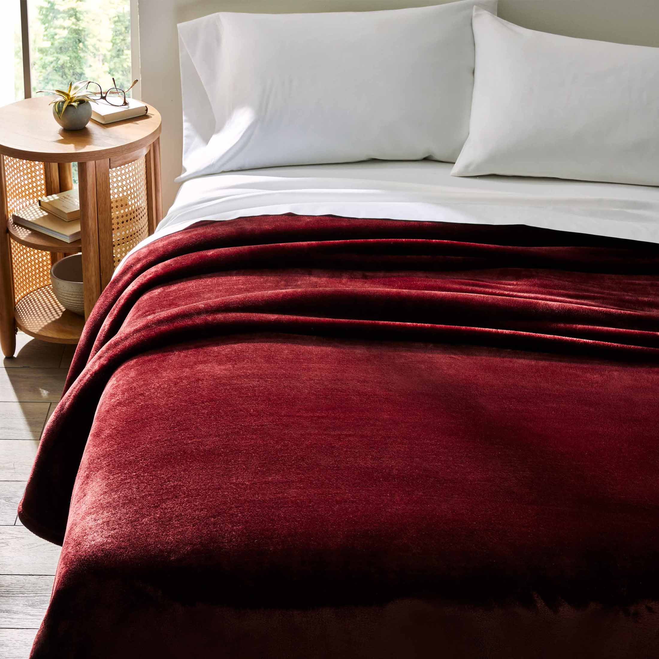 Better Homes & Gardens Luxury Velvet Plush Blanket, Dark Red, King, Adult/Teen