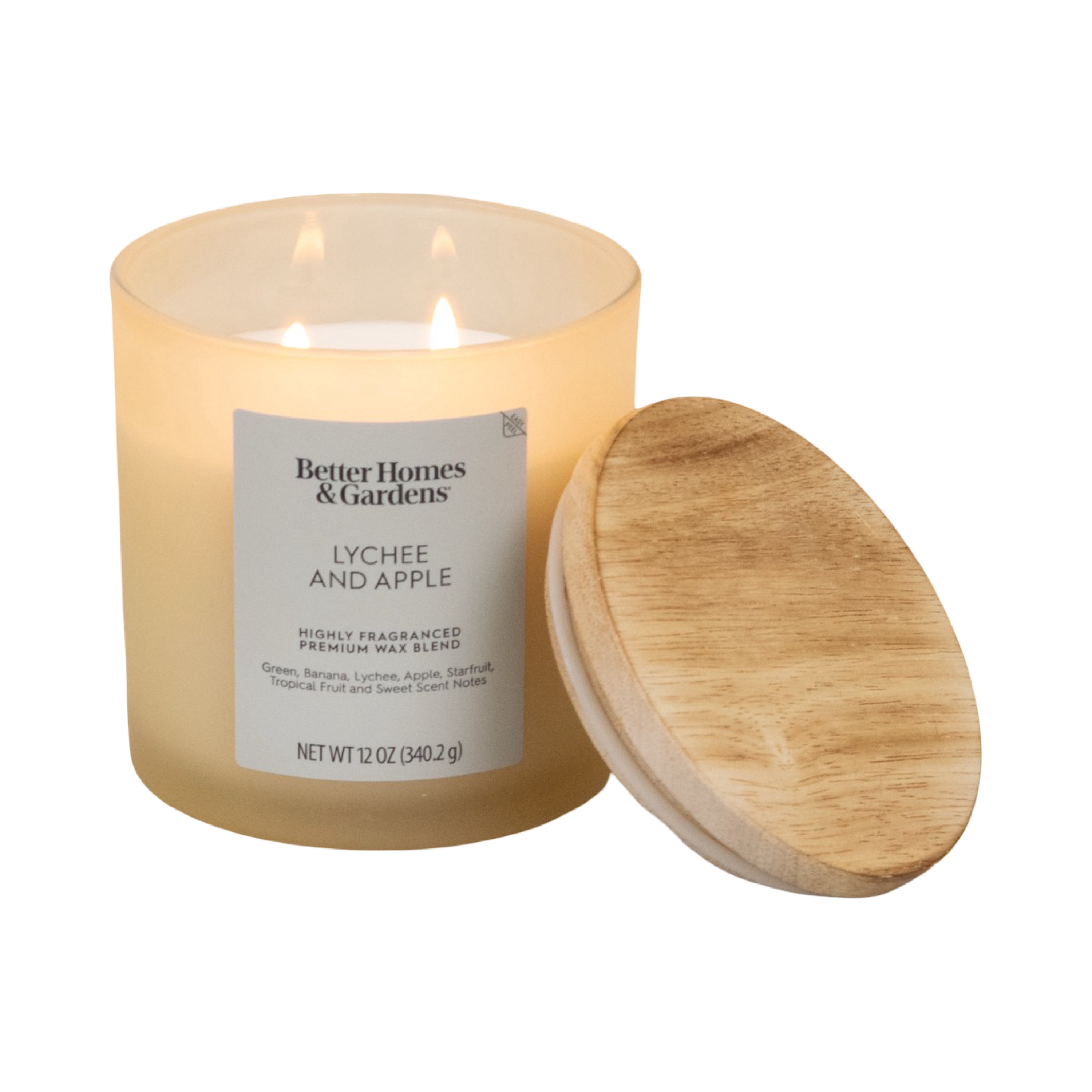 Better Homes & Gardens Lychee & Apple Scented 2-Wick Frosted Jar Candle 12oz.