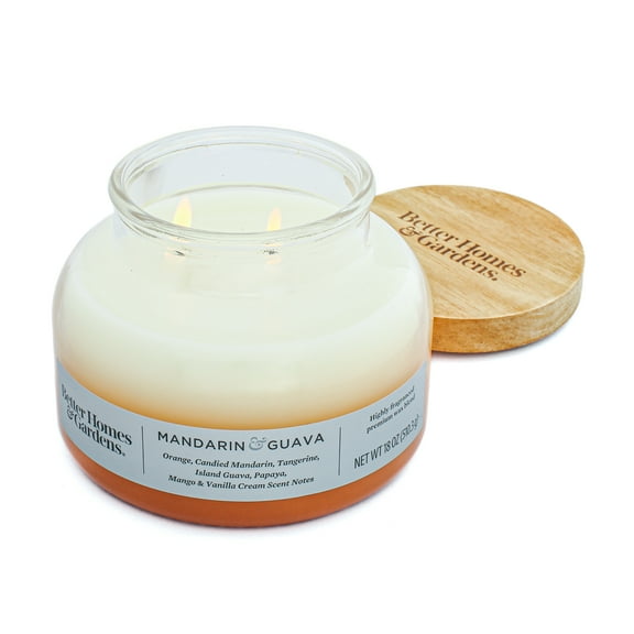 Better Homes & Gardens Mandarin Guava Scented 2-Wick 18oz Ombre Bell Jar Candle