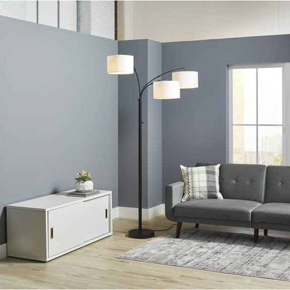 Better Homes & Gardens Matte Black 3 Head Metal Arc Floor Lamp/ LED Bulb
