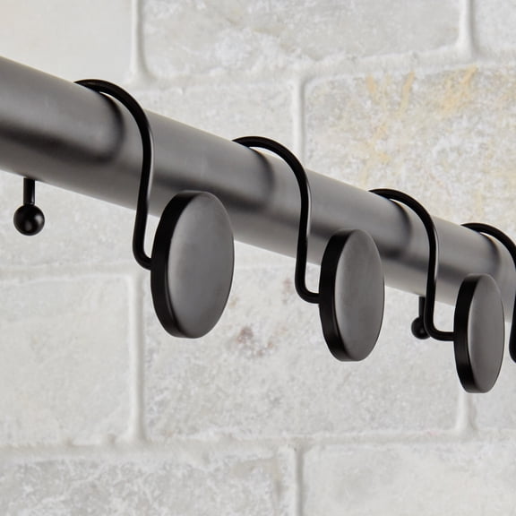 Better Homes & Gardens Matte Black Decorative Button Shower Hooks, Rustproof Metal, 12 Count