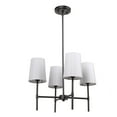 thumbnail image 1 of Better Homes & Gardens Meadowood 4-Light Chandelier, Matte Black Finish, White Fabric Shades, LED Bulbs Included, 1 of 10
