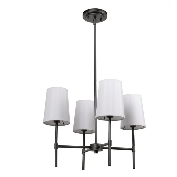 Better Homes & Gardens Meadowood 4-Light Chandelier, Matte Black Finish, White Fabric Shades, LED Bulbs Included