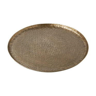 Better Homes & Gardens Medium 14" Round Antique Brass Hammered Metal Decorative Tray by Dave & Jenny Marrs