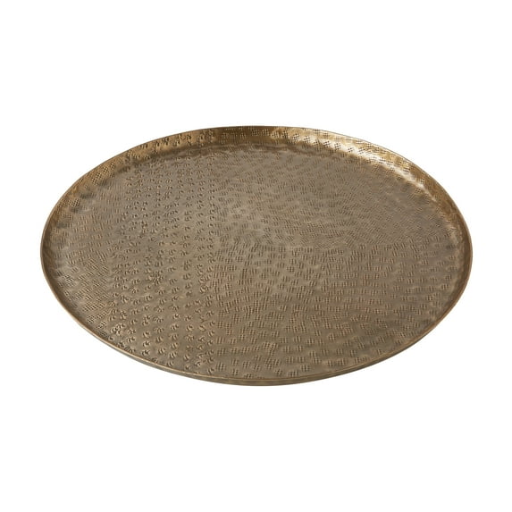 Better Homes & Gardens Medium 14" Round Antique Brass Hammered Metal Decorative Tray by Dave & Jenny Marrs