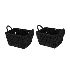 Better Homes & Gardens Medium Black Woven Rope Decorative Storage Basket, 2 Pack