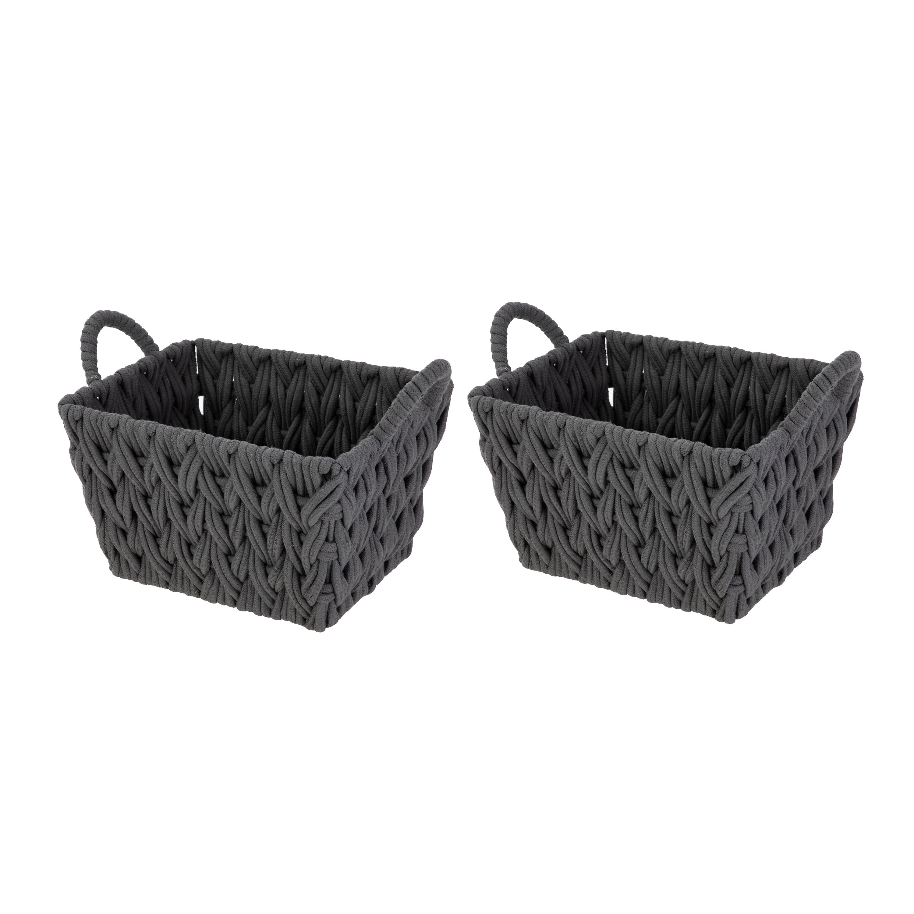 Better Homes & Gardens Medium Grey Woven Rope Decorative Storage Basket, 2 Pack