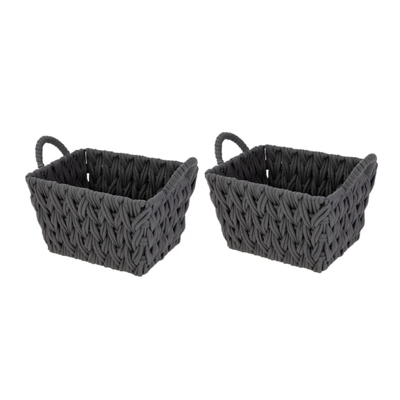 Better Homes & Gardens Medium Grey Woven Rope Decorative Storage Basket, 2 Pack