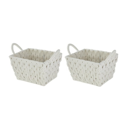 Better Homes & Gardens Medium White Woven Rope Decorative Storage Basket, 2 Pack