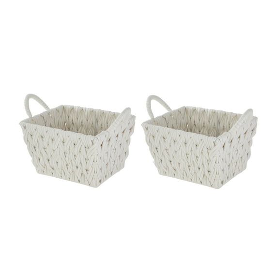 Better Homes & Gardens Medium White Woven Rope Decorative Storage Basket, 2 Pack