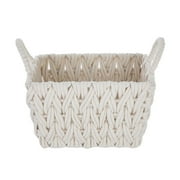 Better Homes & Gardens Medium White Woven Rope Decorative Storage Basket with Handles, 14.3 in x 11 in x 9 in