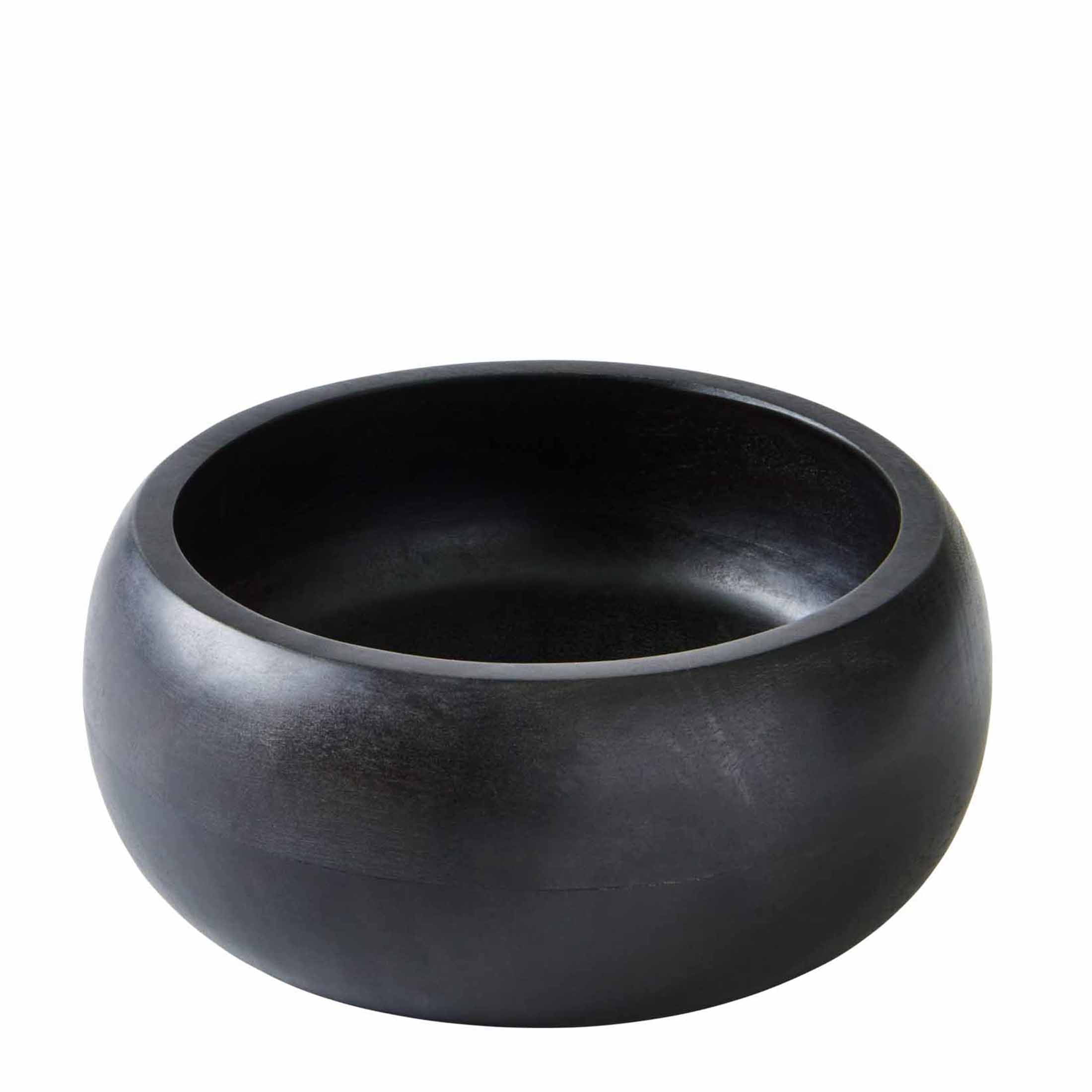 Medium Black Wood Serving Bowl for Salads and Fruits