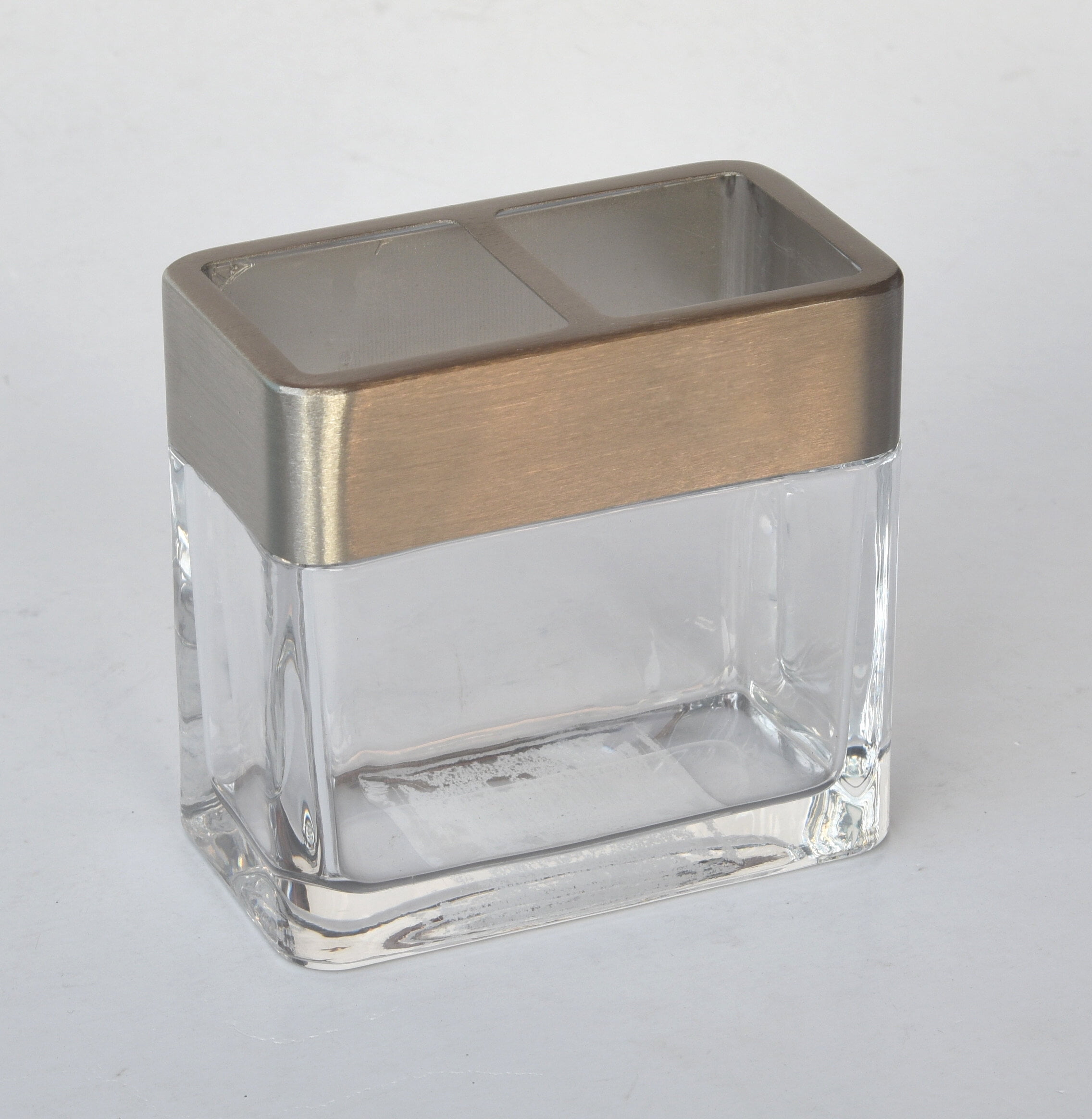 Better Homes & Gardens Metal and Glass Toothbrush Holder, Clear with Silver Accent
