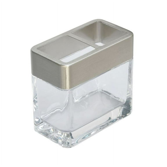 Better Homes & Gardens Metal and Glass Toothbrush Holder, Clear with Silver Accent