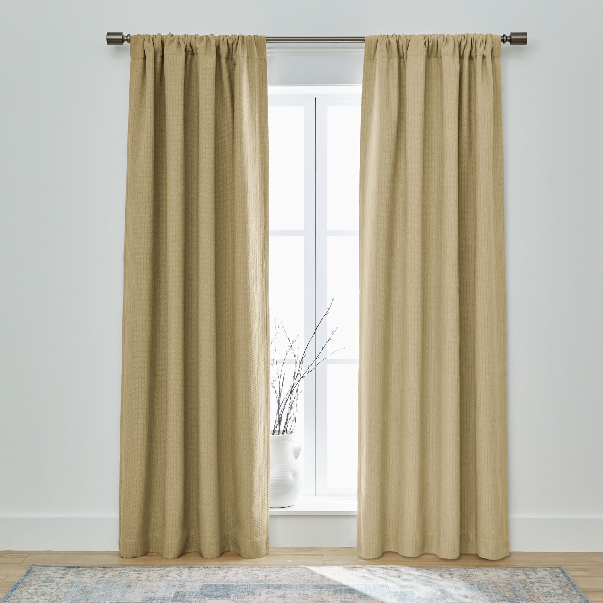 Better Homes & Gardens Micro Geo Blackout Woven Ladder Single Curtain Panel, 1-Piece, Brownstone, 50" W x 84" L