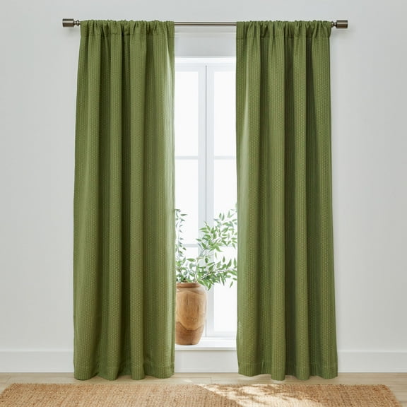 Better Homes & Gardens Micro Geo Blackout Woven Ladder Single Curtain Panel, 1-Piece, Dark Cilantro, 50" W x 95" L
