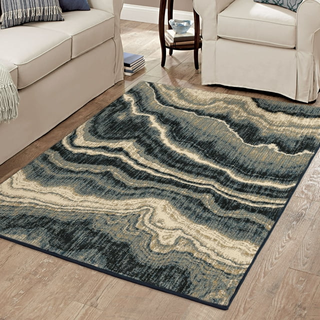 Better Homes & Gardens Midnight Marble 5' X 7' Blue Area Rug