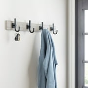 Better Homes & Gardens Miller 27" Wall Mounted Hook Rack, 4 Hooks, Rustic Gray & Matte Black