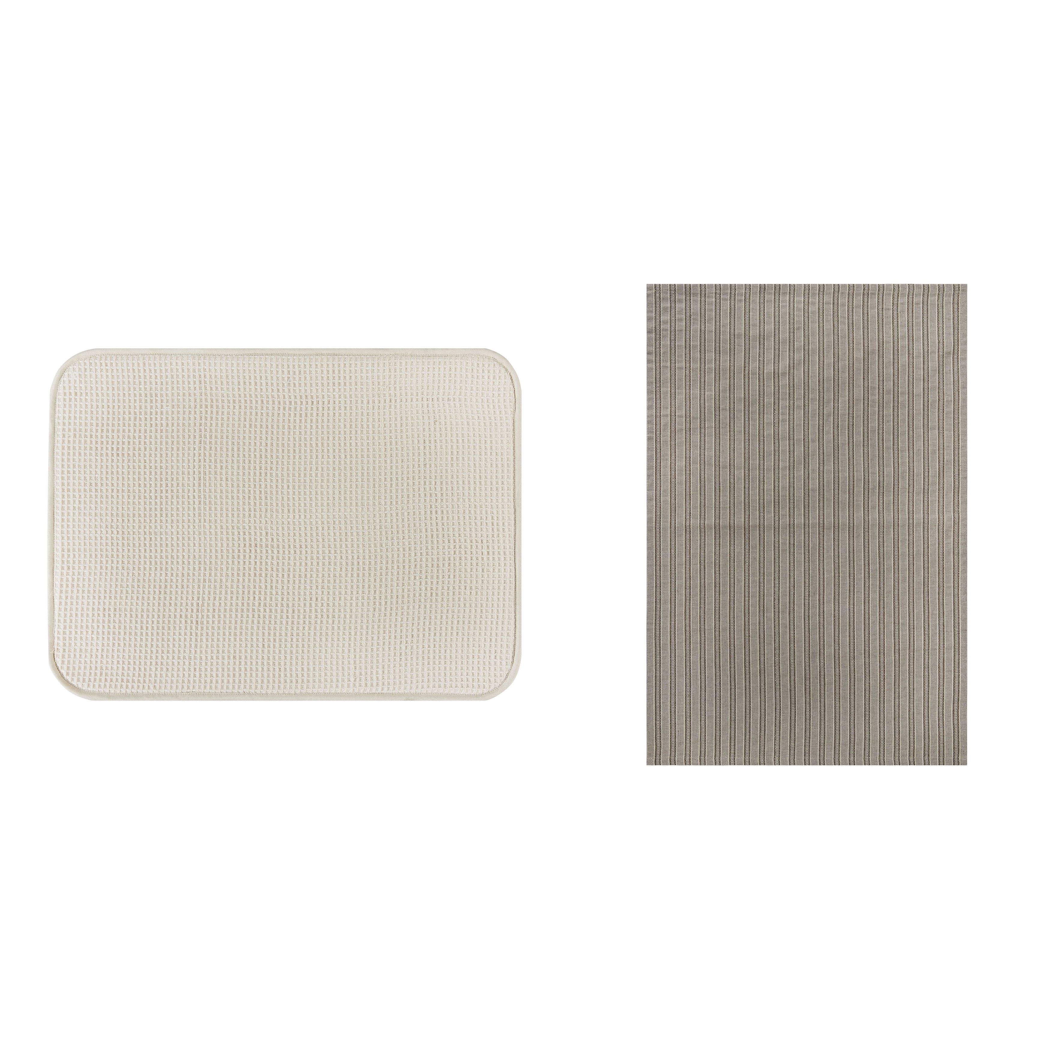 Better Homes & Gardens Miller Ivory Polyester 18” x 24” Dish Dry Mat & Brown Cotton 20” x 30” Kitchen Towel 2 Piece Set - Walmart.com