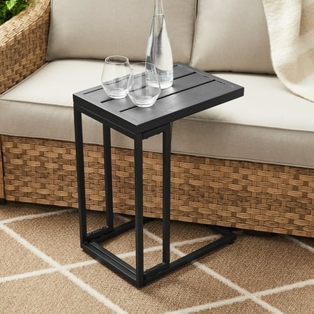 Better Homes & Gardens Milport Slat Top Side Table- 22 Inches- Black