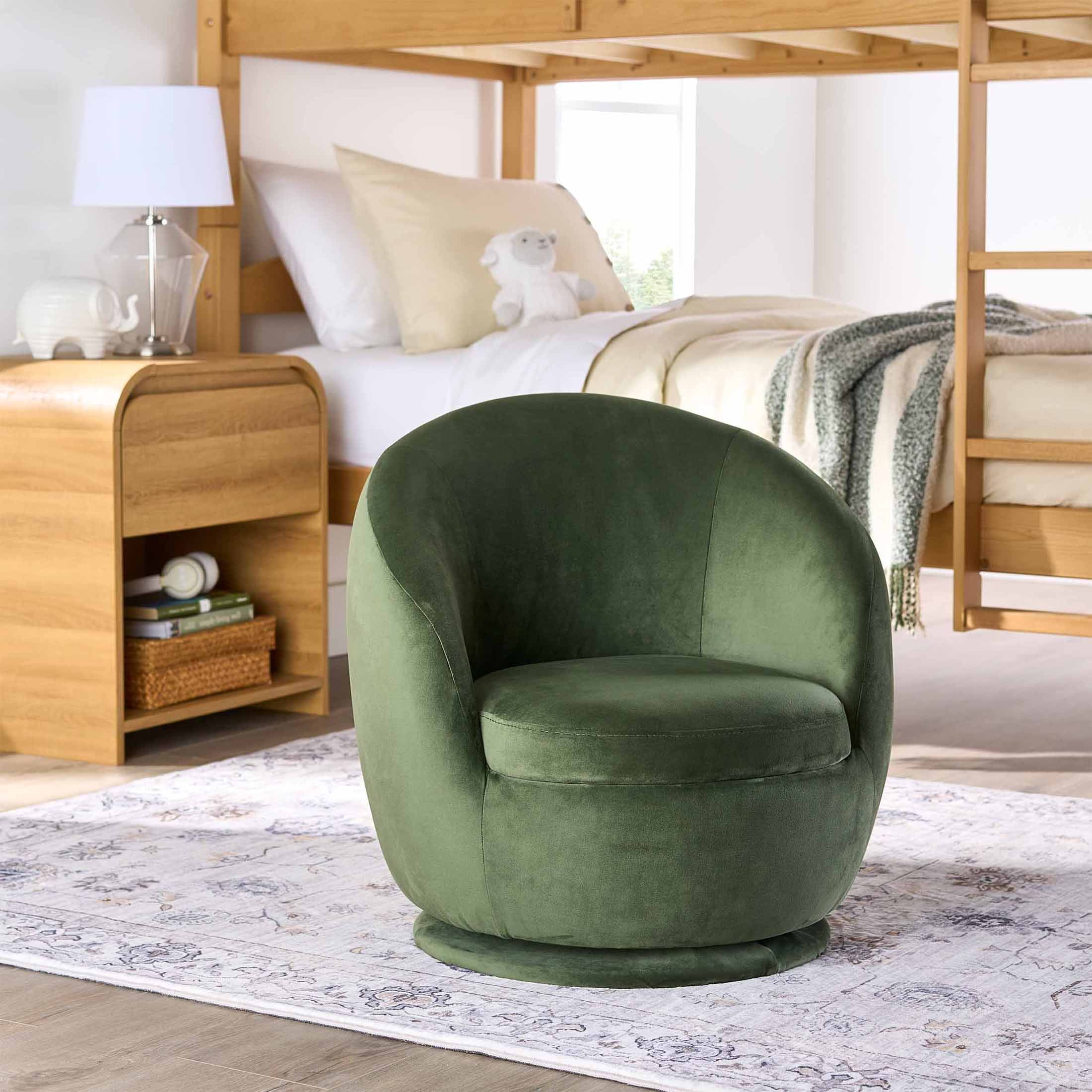Better Homes & Gardens Mira Kids Swivel Chair, Olive Velvet