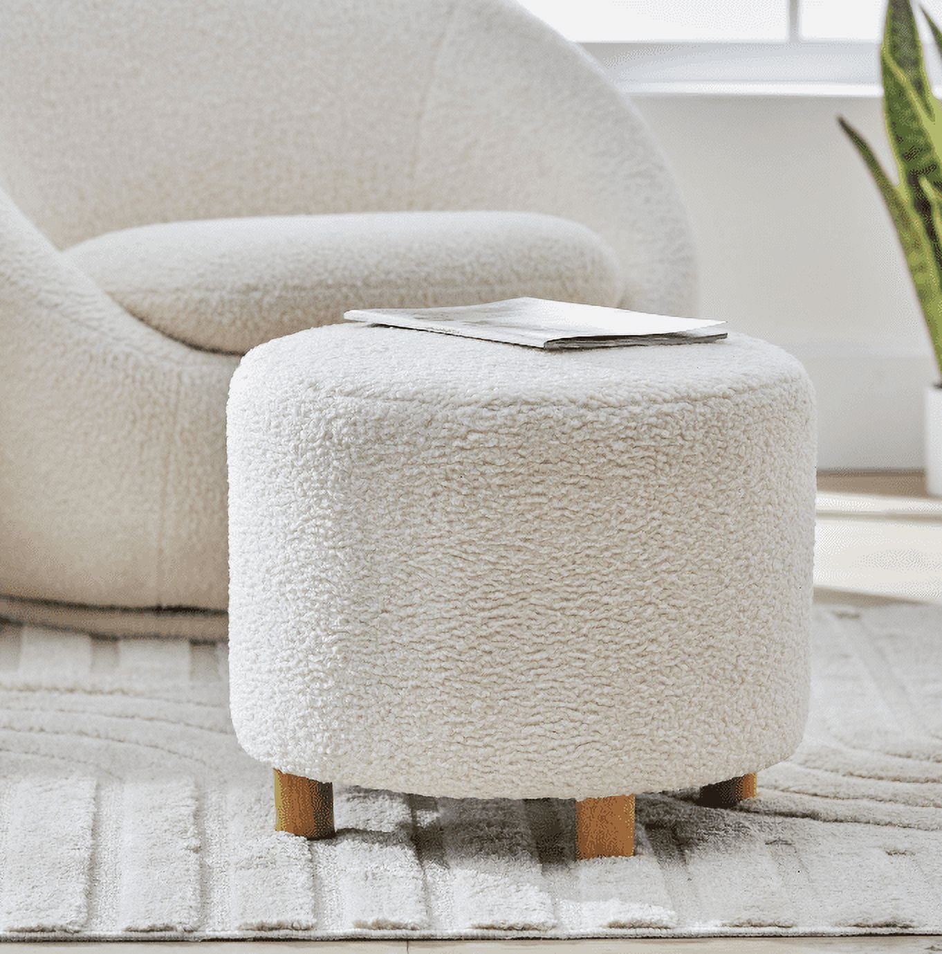 Better Homes & Gardens Mira Round Ottoman, Cream - Walmart.com