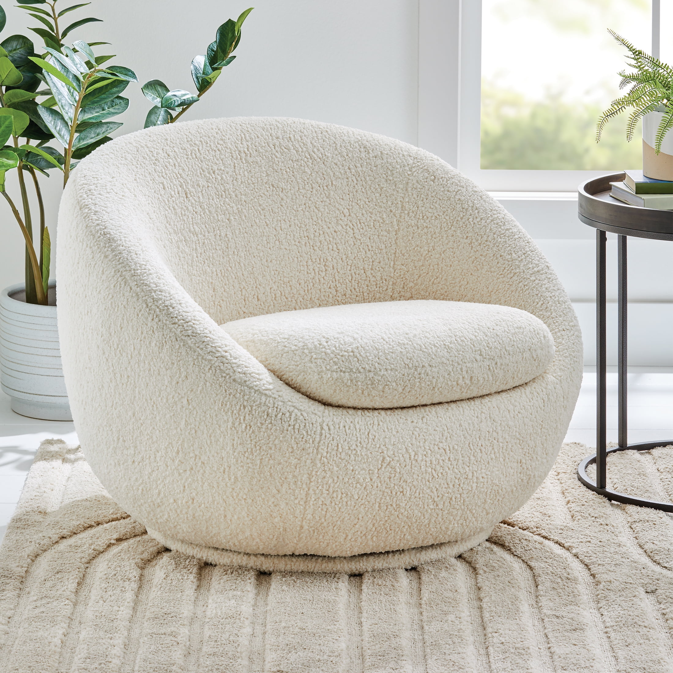 Better Homes & Gardens Mira Swivel Chair, Cream