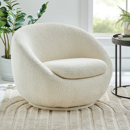 Better Homes & Gardens Mira Swivel Accent Chair, Cream Shearling