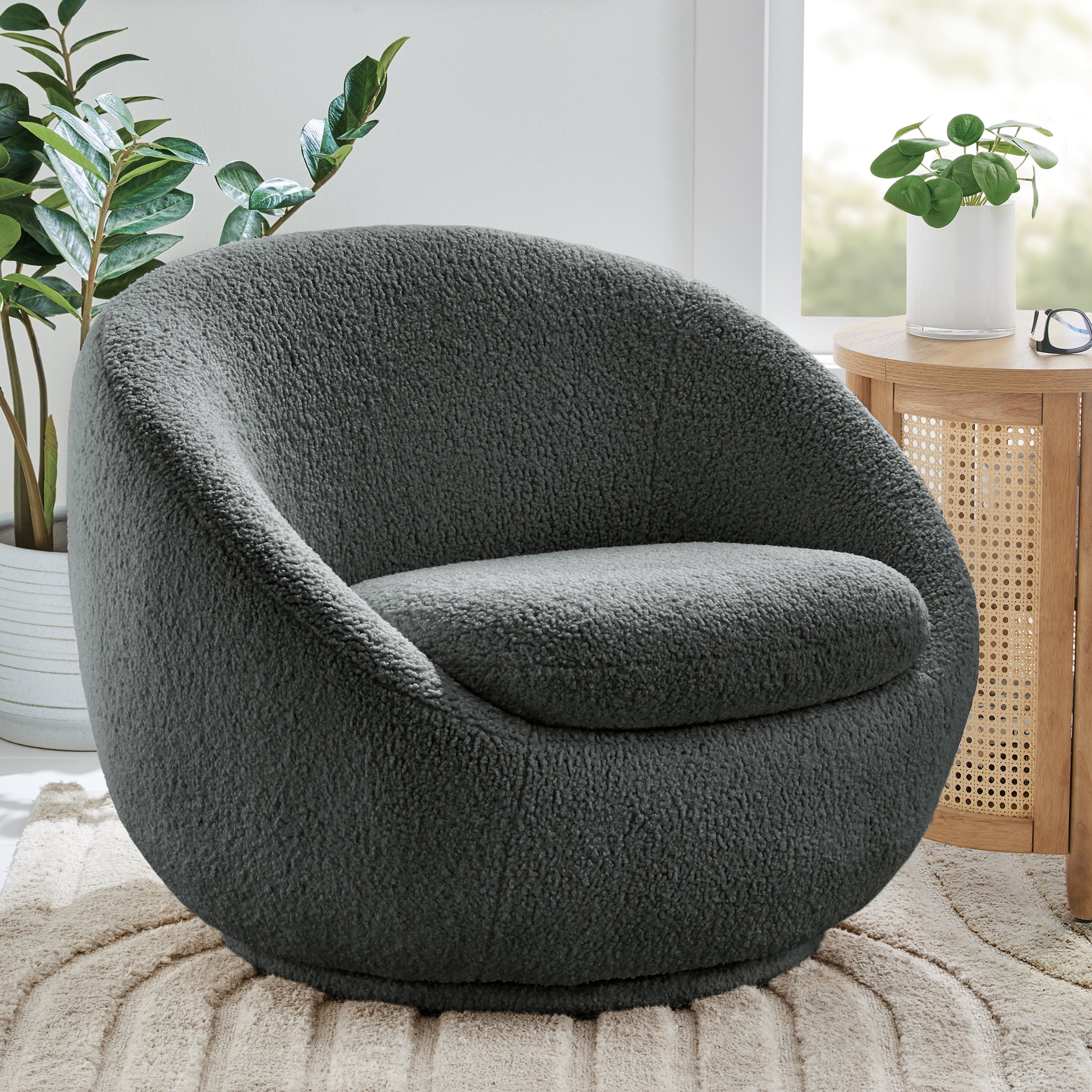 Better Homes Gardens Mira Swivel Chair Gray Shearling Walmart