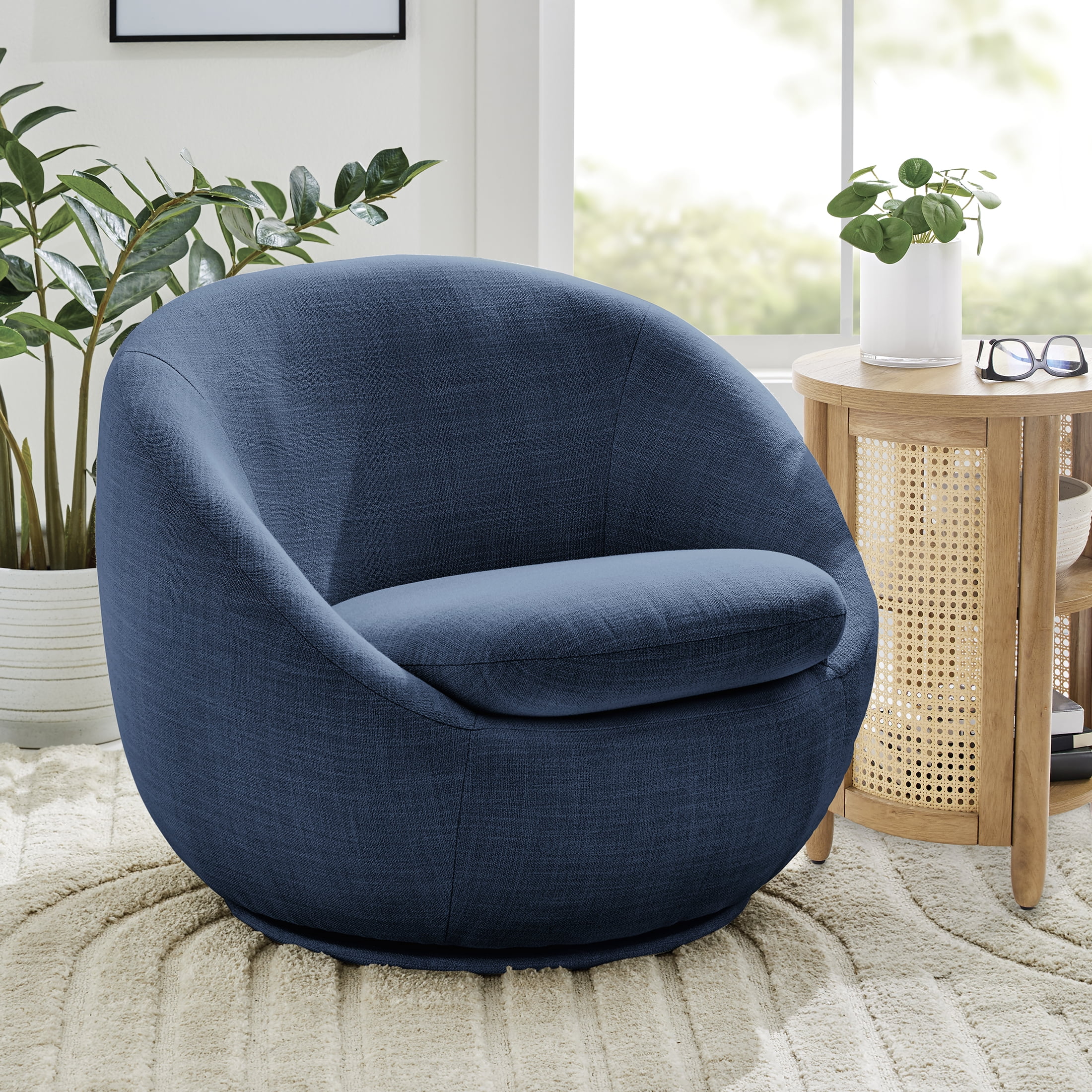 Better Homes & Gardens Mira Swivel Chair, Indigo  (图1)