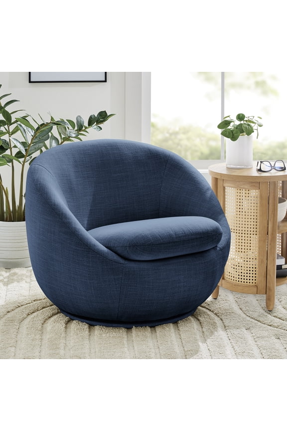 Mira Swivel Accent Chair, Indigo