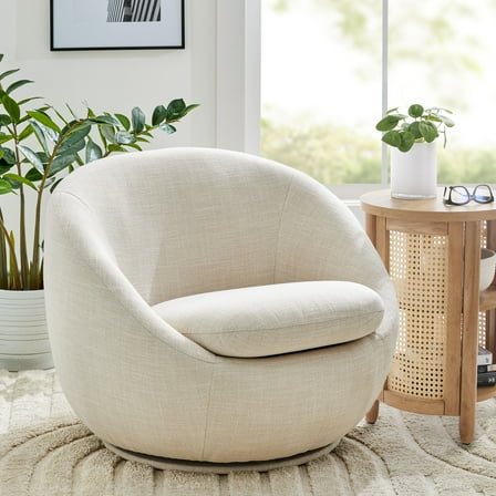 Better Homes & Gardens Mira Swivel Accent Chair, Cream Linen