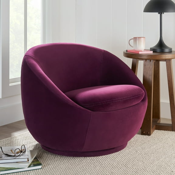 Better Homes & Gardens Mira Swivel Accent Chair, Merlot Velvet