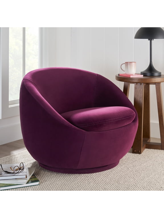 Mira Swivel Accent Chair, Merlot Velvet